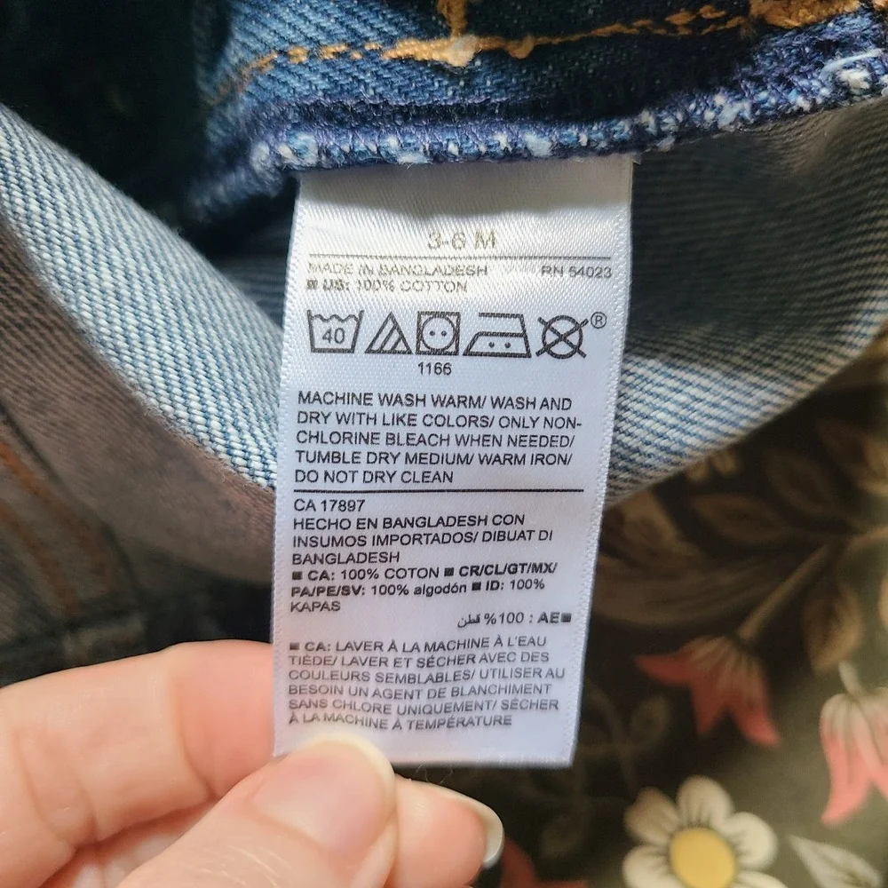 Old Navy Denim Overall Dress Baby Girls 3-6M Blue Good Cotton Jumper Skirtall